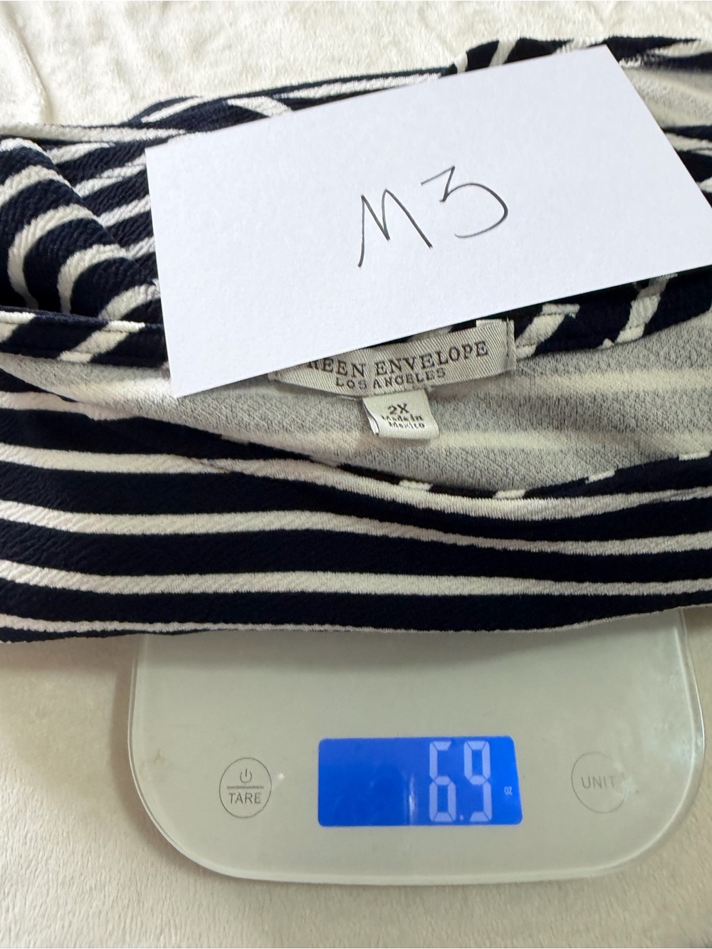 Green Envelope Navy and White Striped Top - Picture 7 of 7